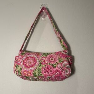 VERA BRADLEY 'PETAL PINK' PATTERN ADJUSTABLE SHOULDER BAG-Excellent Condition
